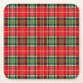 Traditional Christmas Plaid スクエアペーパーコースター (正面)