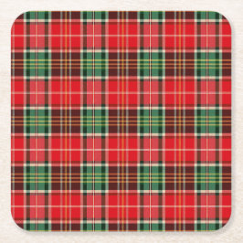 Traditional Christmas Plaid スクエアペーパーコースター