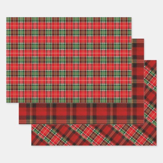 Traditional Christmas Plaid ラッピングペーパーシート (セット)