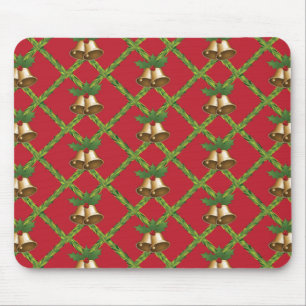 Traditional Christmas red and green jingle bells マウスパッド