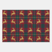 Traditional Christmas Reindeer Plaid ラッピングペーパーシート (正面)