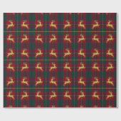Traditional Christmas Reindeer Plaid ラッピングペーパー (フラット)