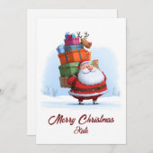 Traditional Christmas Santa Claus with Reindeer シーズンカード (正面/裏面)