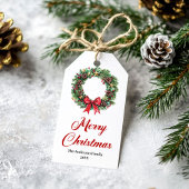Traditional Christmas Wreath Holiday Label ギフトタグ