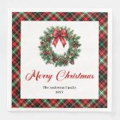 Traditional Christmas Wreath Napkins Personalized (正面)