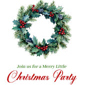 Traditional Christmas Wreath Party Invitation 招待状
