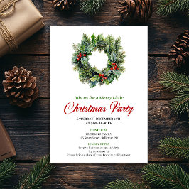 Traditional Christmas Wreath Party Invitation 招待状