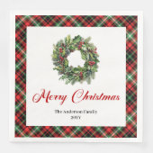 Traditional Christmas Wreath Red Green Napkins (正面)