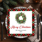Traditional Christmas Wreath Red Green Napkins