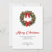 Traditional Christmas Wreath with Holly Holiday シーズンカード (正面)
