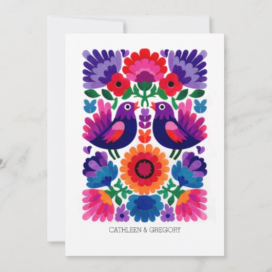 Traditional Colorful Folk Vibrant Pattern Wedding 招待状 (裏面)