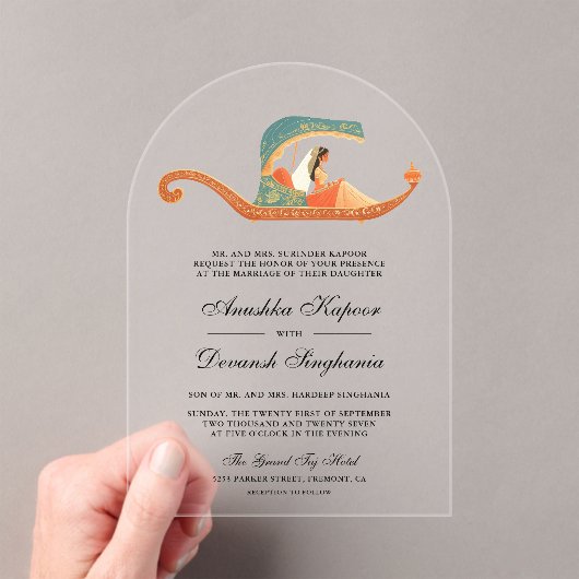 Traditional Doli Indian Bride Wedding アクリル招待状 (インサイチュ (ポータブル))