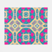 Traditional drawing. Repeat Peruvian Patchwork. Ti フリースブランケット (正面(横))