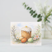 Traditional Easter Cake Watercolor Postcard シーズンポストカード (スタンド正面)
