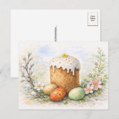 Traditional Easter Cake Watercolor Postcard シーズンポストカード (正面/裏面)