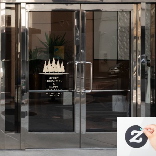 Traditional & Elegant Christmas Tree ウィンドウサイン (オフィスドア)
