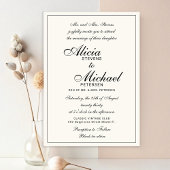 Traditional elegant classic black ivory wedding 招待状