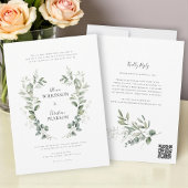Traditional eucalptus Greenery Wedding QR Code 招待状