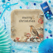 Traditional European Robin Christmas Holiday ペーパープレート (パーティー)