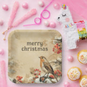 Traditional European Robin Christmas Holiday ペーパープレート (パーティー)