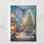 Traditional festive scene card red green lettering シーズンカード (正面)