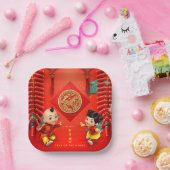 Traditional firecrackers Chinese Horse Year SqP ペーパープレート (パーティー)