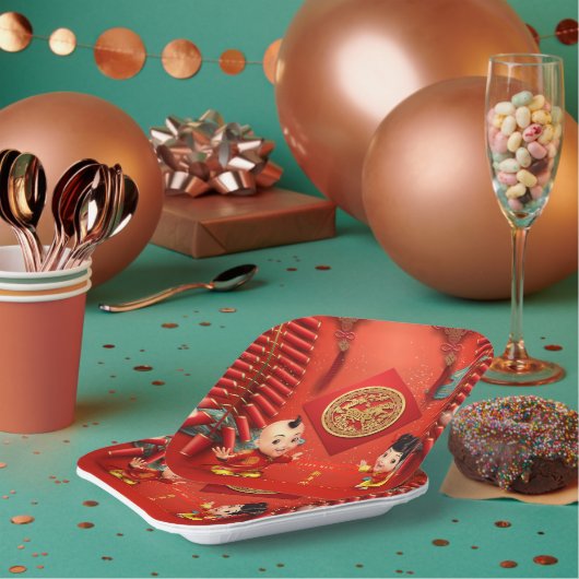 Traditional firecrackers Chinese Horse Year SqP ペーパープレート (複数)