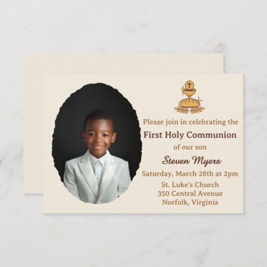 Traditional First Holy Communion Photo 招待状 (正面/裏面)