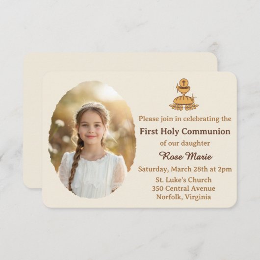 Traditional First Holy Communion Photo 招待状 (正面/裏面)