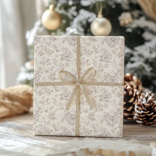 Traditional Floral Pink Christmas Wrapping Paper ラッピングペーパー