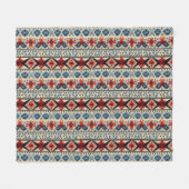 Traditional Folk Embroidery Stripe  Pattern フリースブランケット (正面(横))