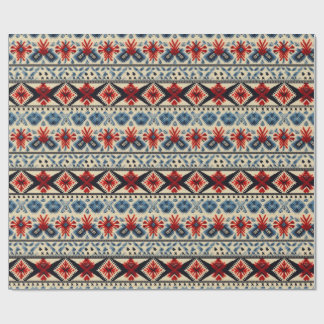 Traditional Folk Embroidery Stripe  Pattern ラッピングペーパー