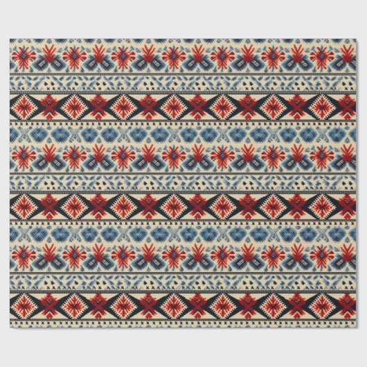 Traditional Folk Embroidery Stripe  Pattern ラッピングペーパー (フラット)