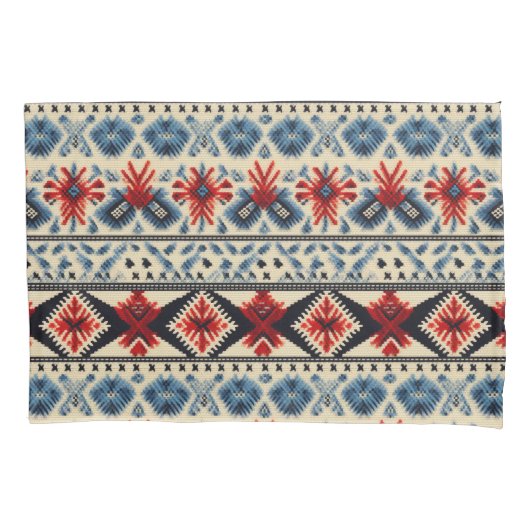 Traditional Folk Embroidery Stripe  Pattern 枕カバー (正面)