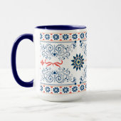 Traditional Folk Floral Pattern Mug マグカップ (左)