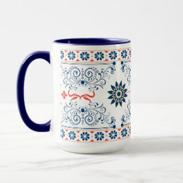 Traditional Folk Floral Pattern Mug マグカップ