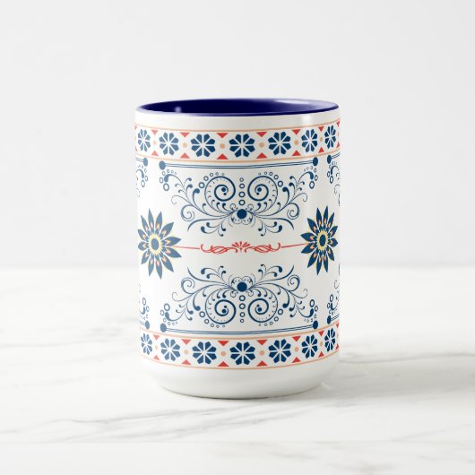 Traditional Folk Floral Pattern Mug マグカップ (中央)