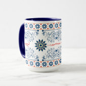 Traditional Folk Floral Pattern Mug マグカップ (正面左)