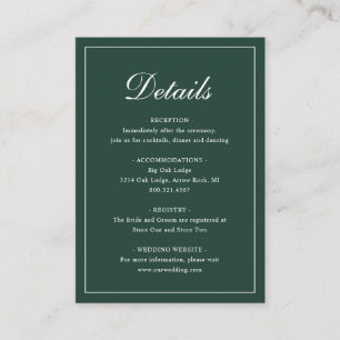 Traditional Forest Green Elegant Wedding エンクロージャーカード