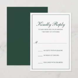 Traditional Formal Elegant Forest Green Wedding 出欠カード