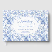 Traditional French Blue Toile Roses Guest Book ゲストブック (正面)
