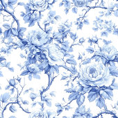 Traditional French Blue Toile Roses Guest Book ゲストブック