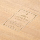 Traditional Gold Border Islamic Muslim Wedding アクリル招待状 (レイダウン)