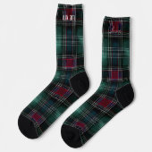 Traditional Green and Burgundy Christmas Plaid  ソックス (左)