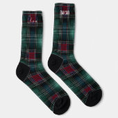 Traditional Green and Burgundy Christmas Plaid  ソックス (右)
