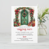 Traditional Green Door Christmas Decorations Party シーズンカード (スタンド正面)
