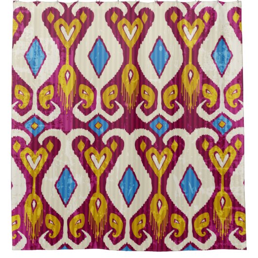 Traditional ikat fabric seamless pattern シャワーカーテン (正面)
