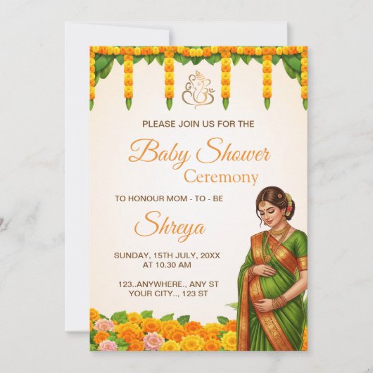 Traditional Indian Baby Shower Invitation 招待状 (正面)