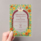 Traditional Indian Floral Wedding Invitation  アクリル招待状 (インサイチュ (ポータブル))