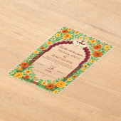 Traditional Indian Floral Wedding Invitation  アクリル招待状 (レイダウン)